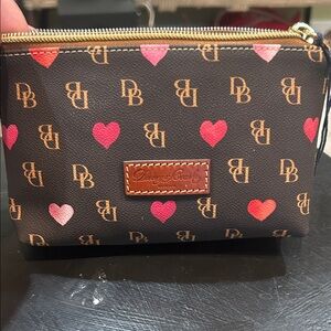 Dooney & Bourke Black Pouch with Heart and Logo Design
